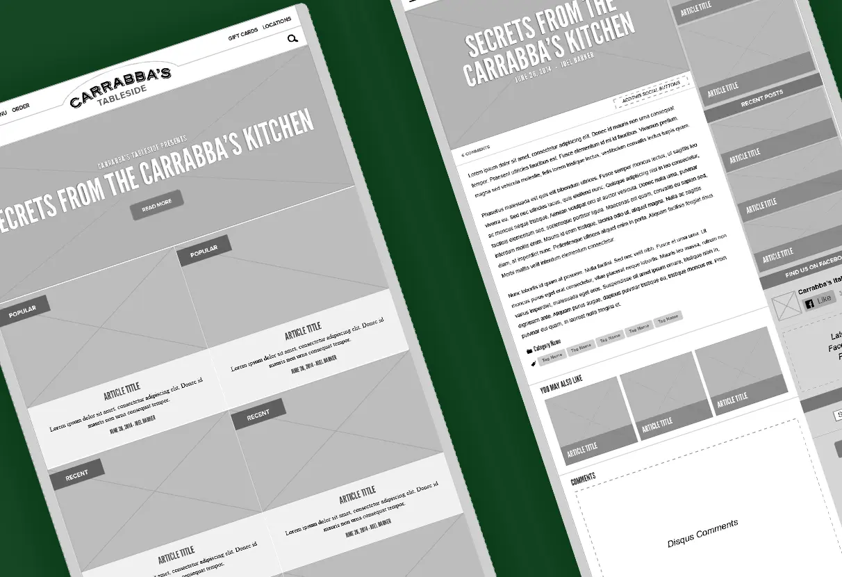 Carrabba's Tableside content platform