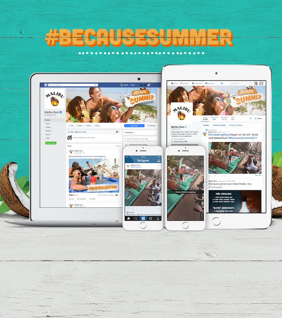 Malibu social content system